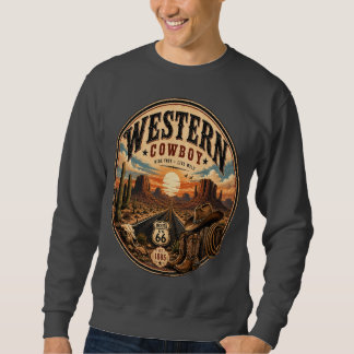 Vintage Western Cowboy Route 66 Woestijn Grafische Trui