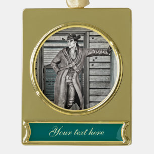 Vintage Western Cowboy Rustieke Ranch Kunst Verguld Banner Ornament