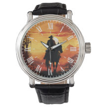 Vintage Western Cowboy Zonsondergang Romeinse Lere