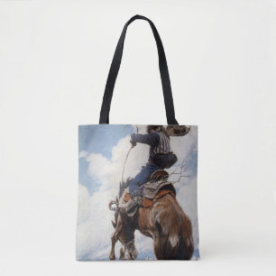 Vintage Western Cowboys, Bucking door NC Wyeth Draagtas