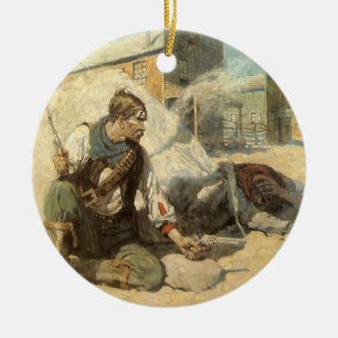 Vintage Western Cowboys, Hopalong door NC Wyeth Keramisch Ornament