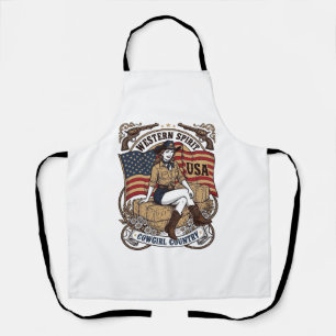 Vintage Western Cowgirl Patriottisch Shirt Ontwerp Schort