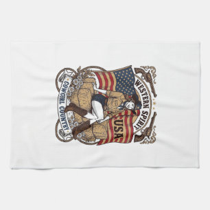 Vintage Western Cowgirl Patriottisch Shirt Ontwerp Theedoek