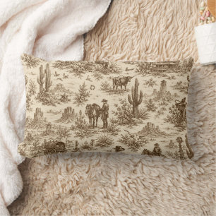 Vintage Western Desert Toile Naadloos Patroon Kussen