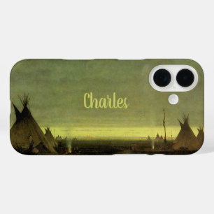 Vintage Western, Indian Camp bij zonsopgang door T iPhone 16 Hoesje