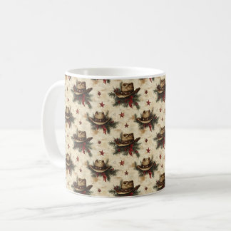 Vintage Western Noël Cowboy Casquette café Mug