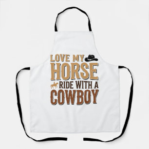 Vintage Western Paard en Cowboy Citaat Shirt Ontwe Schort