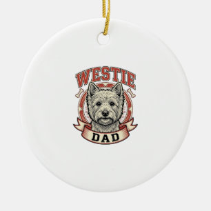 Vintage Westie vader hondenliefhebber shirt ontwer Keramisch Ornament