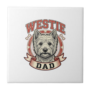Vintage Westie vader hondenliefhebber shirt ontwer Tegeltje