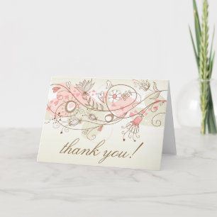 Vintage Whimsical Bloemen Bedankkaart