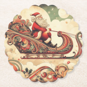 vintage/whimsisch/kabouter/kerstmis kartonnen onderzetters