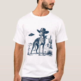 Vintage Whippet Cowboy Woestijn UFO Retro Western T-shirt