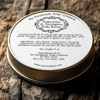Vintage White Body Butter Jar Label