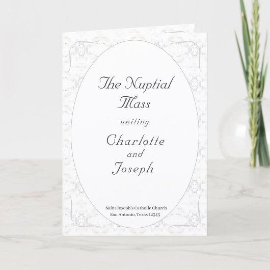 Vintage White Lace Programme de mariage catholique