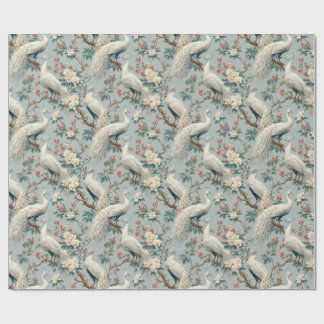 Vintage White Peacock & Floral Chinoiserie Cadeaupapier