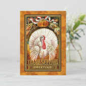 Vintage White Thanksgiving Turquie Invitation (Debout devant)