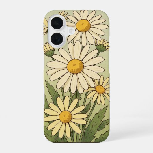 Vintage Wild Daisies iPhone 16 Hoesje (Achterkant)