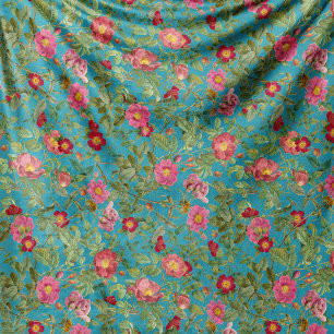 Vintage Wild Rose Dekensloffen in Turquoiseblauw Fleece Deken