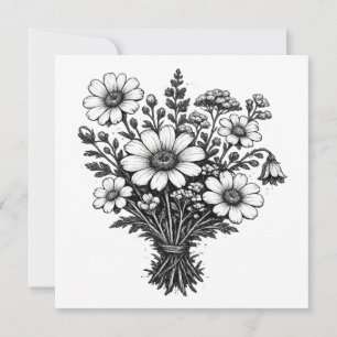 Vintage wilde bloemen linocut botanische bloem kun kaart