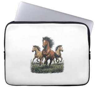 Vintage Wilde Paarden Rennen Western Vector Shirt_ Laptop Sleeve
