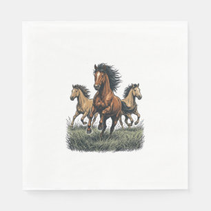 Vintage Wilde Paarden Rennen Western Vector T-shir Servet
