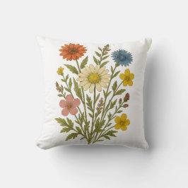 Vintage Wildflower cotton throw pillow Kussen