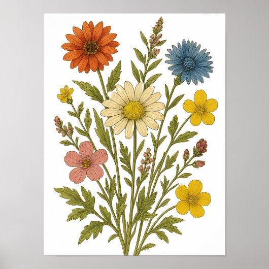Vintage Wildflower Poster (Voorkant)