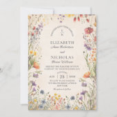 Vintage Wildflowers  QR Code Wedding Invitation (Devant)