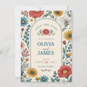 Vintage Wildflowers Wedding Invitation (Devant)