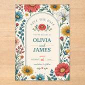 Vintage Wildflowers Wedding Invitation (Recto)