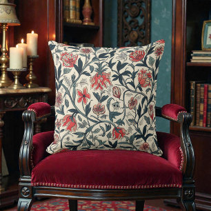 Vintage William Morris antieke olijfgroene bloem Kussen