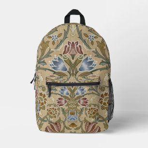 Vintage William Morris-brokaat symmetrisch bloemmo Bedrukte Rugzak