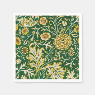 Vintage William Morris Cherwell Groen Bloem Motief Servet