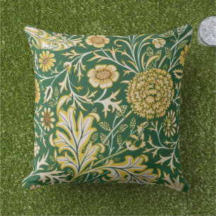 Vintage William Morris Cherwell Groen Bloemmotief Buitenkussen