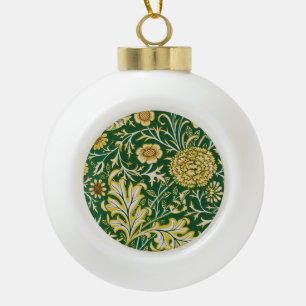 Vintage William Morris Cherwell Groen Bloemmotief Keramische Bal Ornament