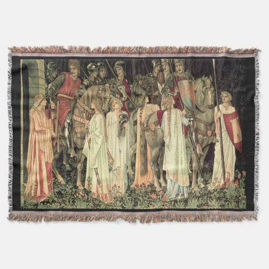 Vintage William Morris Heilige Grail Knachten Deken (Voorkant)