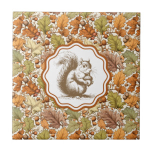 Vintage William Morris Herfstblad Bes Eekhoorn Tegeltje