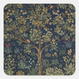 Vintage William Morris–Levensboom Vierkante Sticker