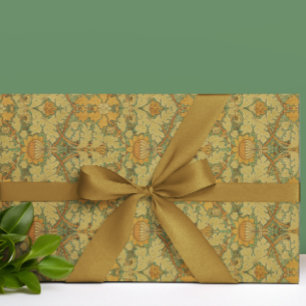 Vintage William Morris Oranje Geel Groen Cadeaupapier