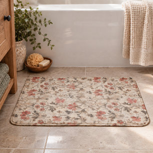 Vintage William Morris Roest Waterverf Bloemmotief Badmat