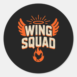 Vintage Wing Squad Kip BBQ-feest Familie Humor Ronde Sticker