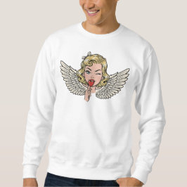 Vintage Wink Angel: Retro Pop Art Heart Trui