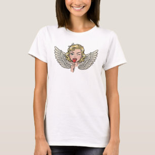 Vintage Wink Engel: Retro Pop Art Hart T-shirt