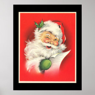 Vintage Winking Jolly Santa Claus - Poster