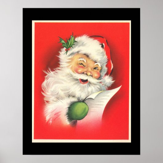 Vintage Winking Jolly Santa Claus - Poster (Devant)