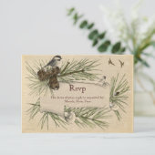 Vintage Winter Landelijk Huwelijk RSVP Kaart (Staand voorkant)
