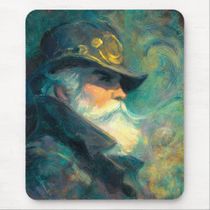 Vintage Winter Portret van Oude Man Muismat