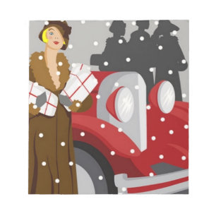 Vintage wintermode-illustratie Elegant jaren 20 Notitieblok
