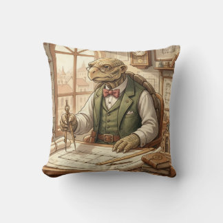 Vintage Wise Turtle Architect Throw Pillow Kussen