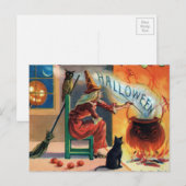 Vintage Witch Halloween Briefkaart (Voorkant / Achterkant)